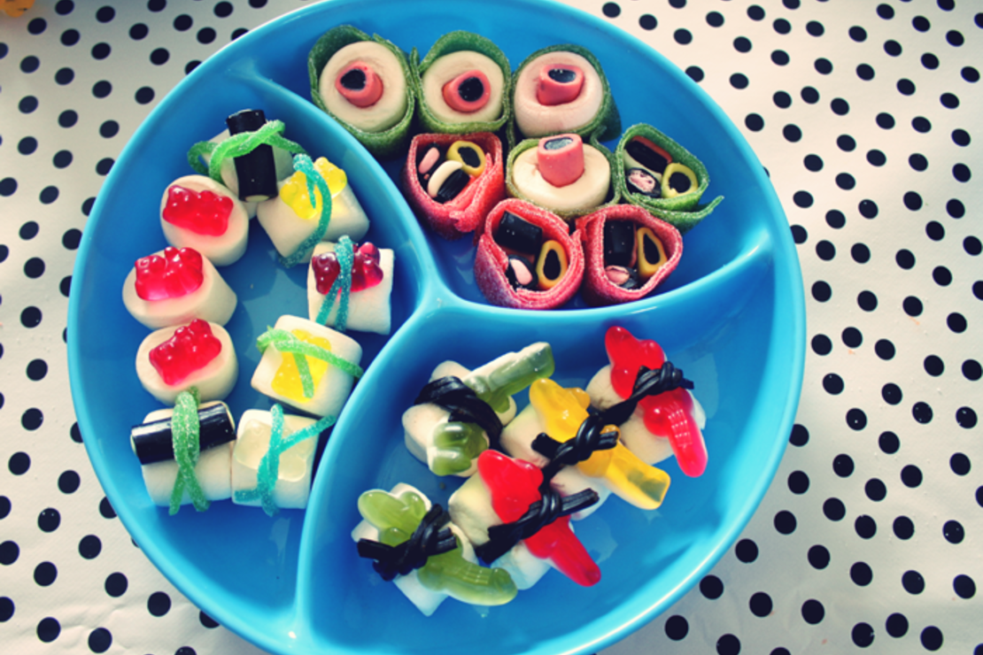 Plateau de sushis en bonbons